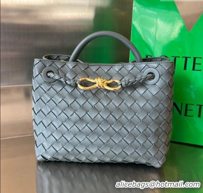Top Design Bottega Veneta Small Andiamo Top Handle Bag in Intrecciato Leather 743568 Slate Grey 2025