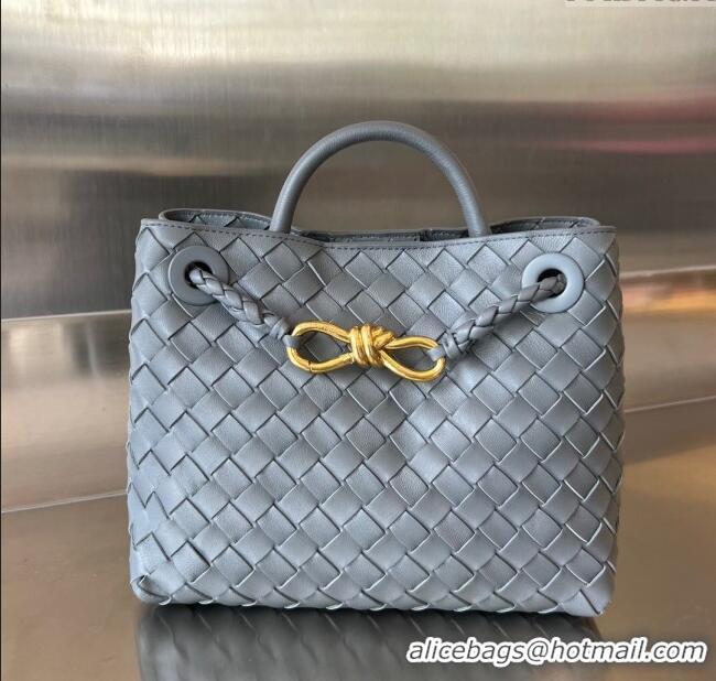 Luxury Cheap Bottega Veneta Small Andiamo Top Handle Bag in Intrecciato Leather 743568 Thounder Grey 2025
