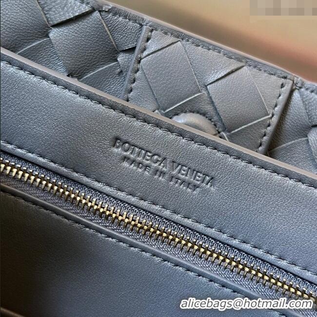 Luxury Cheap Bottega Veneta Small Andiamo Top Handle Bag in Intrecciato Leather 743568 Thounder Grey 2025