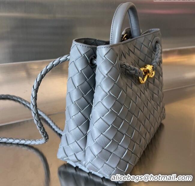 Luxury Cheap Bottega Veneta Small Andiamo Top Handle Bag in Intrecciato Leather 743568 Thounder Grey 2025