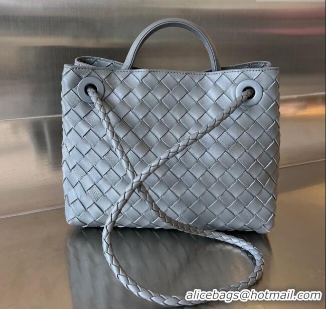 Luxury Cheap Bottega Veneta Small Andiamo Top Handle Bag in Intrecciato Leather 743568 Thounder Grey 2025