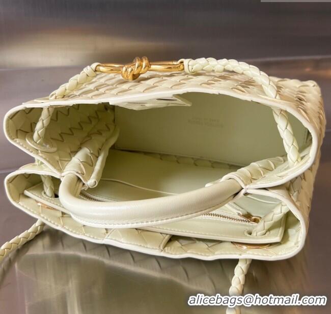 Most Popular Bottega Veneta Small Andiamo Top Handle Bag in Intrecciato Leather 743568 Ice Cream Yellow 2025