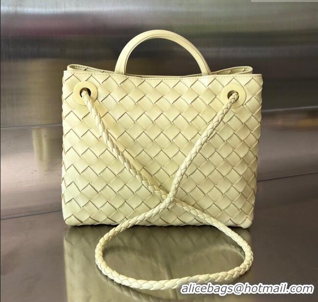 Most Popular Bottega Veneta Small Andiamo Top Handle Bag in Intrecciato Leather 743568 Ice Cream Yellow 2025