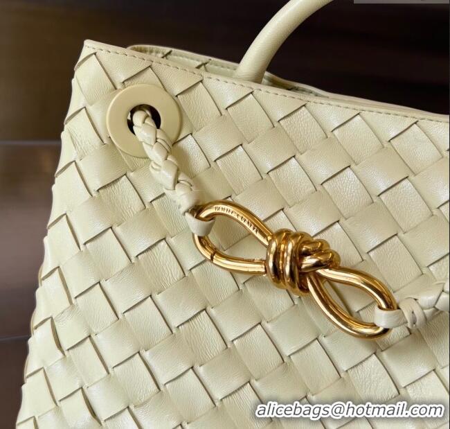 Most Popular Bottega Veneta Small Andiamo Top Handle Bag in Intrecciato Leather 743568 Ice Cream Yellow 2025