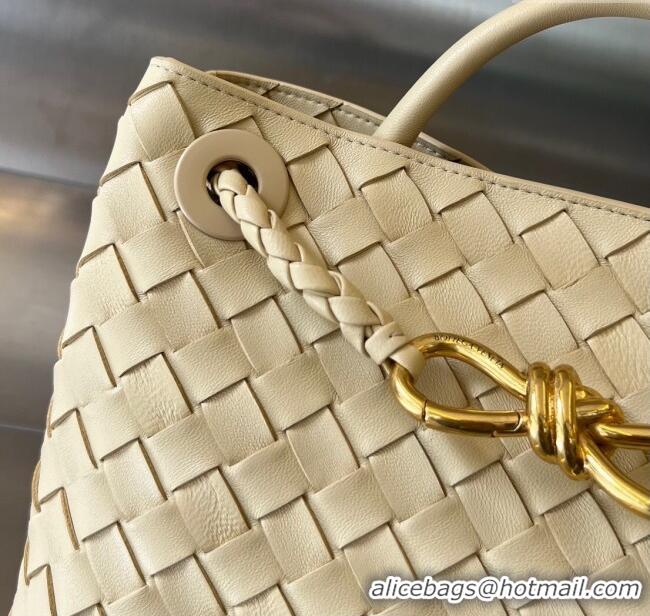 Best Price Bottega Veneta Small Andiamo Top Handle Bag in Intrecciato Leather 743568 Oat Yellow 2025