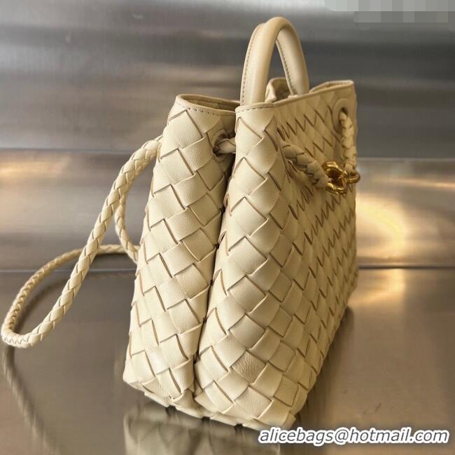 Best Price Bottega Veneta Small Andiamo Top Handle Bag in Intrecciato Leather 743568 Oat Yellow 2025