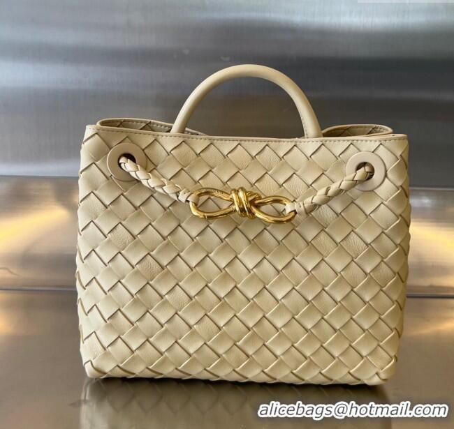 Best Price Bottega Veneta Small Andiamo Top Handle Bag in Intrecciato Leather 743568 Oat Yellow 2025