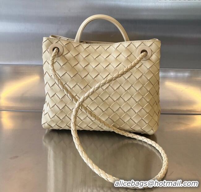 Best Price Bottega Veneta Small Andiamo Top Handle Bag in Intrecciato Leather 743568 Oat Yellow 2025