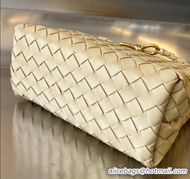 Best Price Bottega Veneta Small Andiamo Top Handle Bag in Intrecciato Leather 743568 Oat Yellow 2025