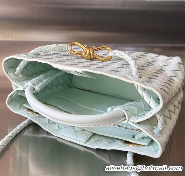 Discount Bottega Veneta Small Andiamo Top Handle Bag in Intrecciato Leather 743568 Ice Blue 2025