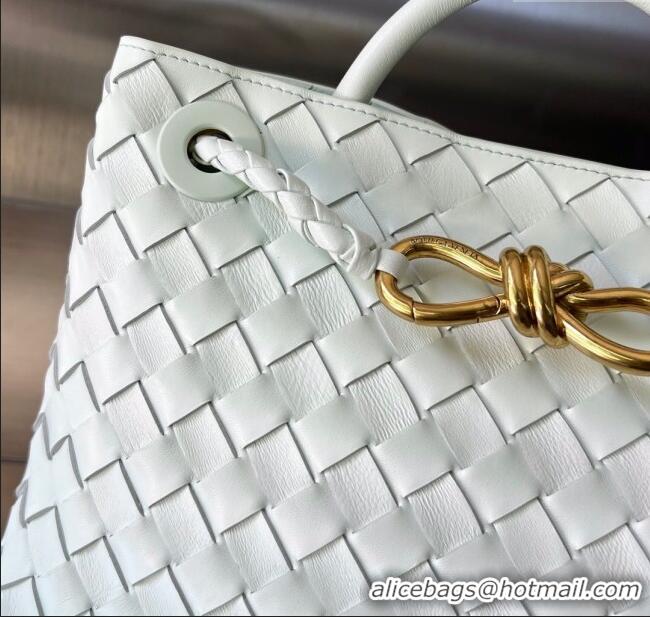 Discount Bottega Veneta Small Andiamo Top Handle Bag in Intrecciato Leather 743568 Ice Blue 2025