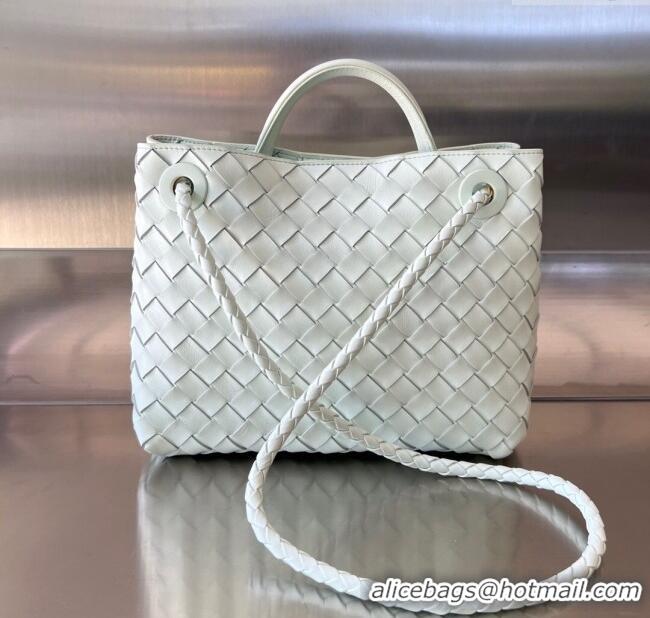Discount Bottega Veneta Small Andiamo Top Handle Bag in Intrecciato Leather 743568 Ice Blue 2025
