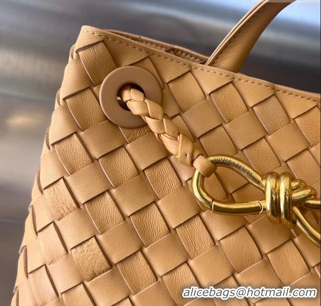 Super Quality Bottega Veneta Small Andiamo Top Handle Bag in Intrecciato Leather 743568 Almond Yellow 2025