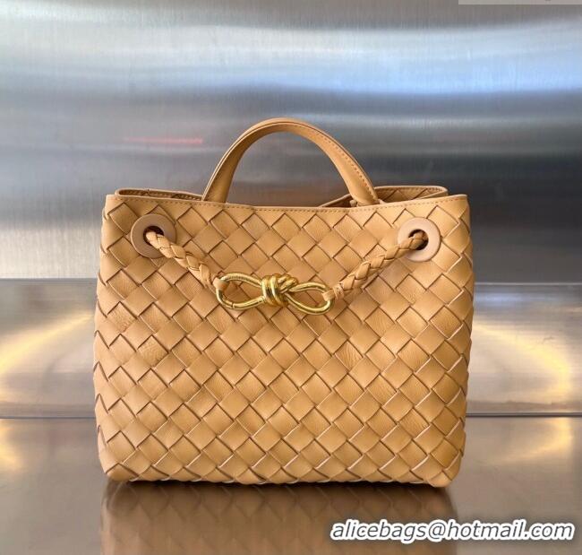 Super Quality Bottega Veneta Small Andiamo Top Handle Bag in Intrecciato Leather 743568 Almond Yellow 2025