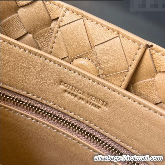 Super Quality Bottega Veneta Small Andiamo Top Handle Bag in Intrecciato Leather 743568 Almond Yellow 2025