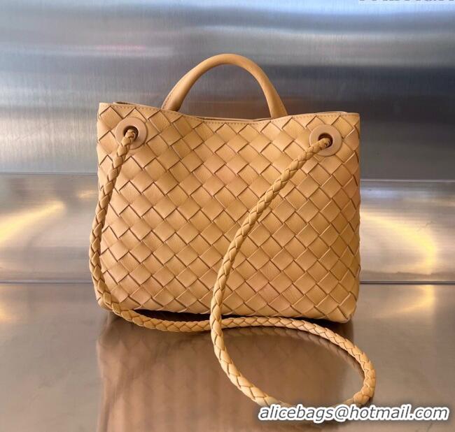 Super Quality Bottega Veneta Small Andiamo Top Handle Bag in Intrecciato Leather 743568 Almond Yellow 2025