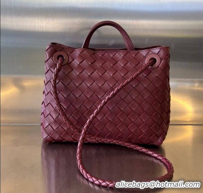 Buy Grade Bottega Veneta Small Andiamo Top Handle Bag in Intrecciato Leather 743568 Dark Burgundy 2025