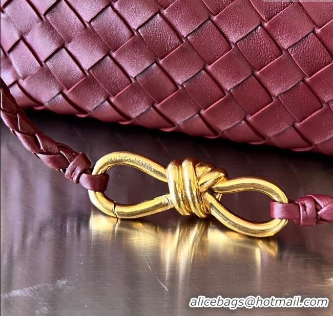 Buy Grade Bottega Veneta Small Andiamo Top Handle Bag in Intrecciato Leather 743568 Dark Burgundy 2025