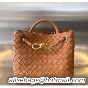 Most Popular Bottega Veneta Small Andiamo Top Handle Bag in Intrecciato Leather 743568 Light Brown 2025