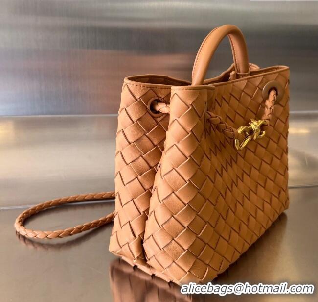 Most Popular Bottega Veneta Small Andiamo Top Handle Bag in Intrecciato Leather 743568 Light Brown 2025