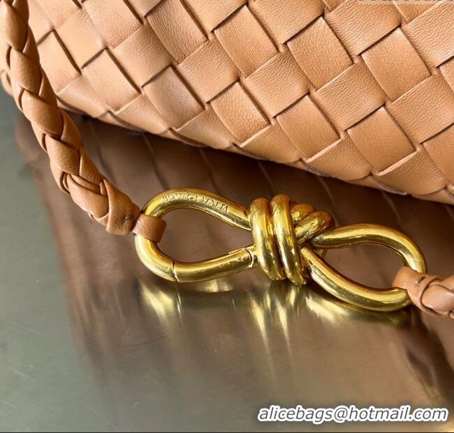 Most Popular Bottega Veneta Small Andiamo Top Handle Bag in Intrecciato Leather 743568 Light Brown 2025