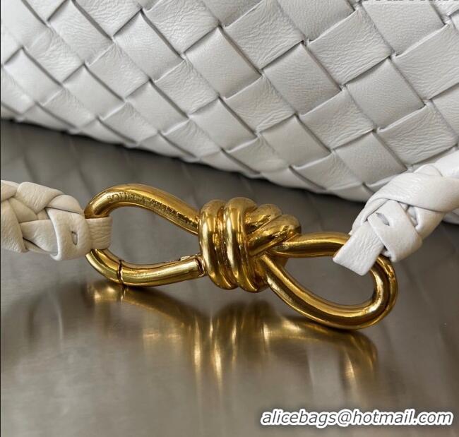 Best Grade Bottega Veneta Small Andiamo Top Handle Bag in Intrecciato Leather 743568 White/Gold 2025