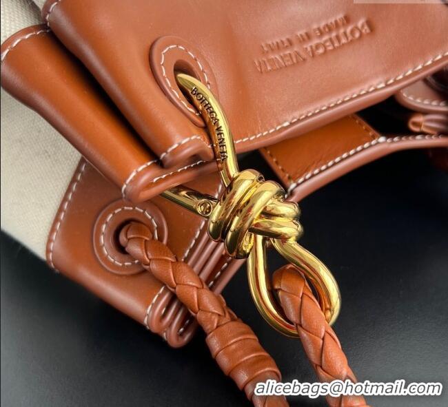 Promotional Bottega Veneta Small Parachute Shoulder Bag in Canvas and Leather 826220 Lightwood Brown 2025