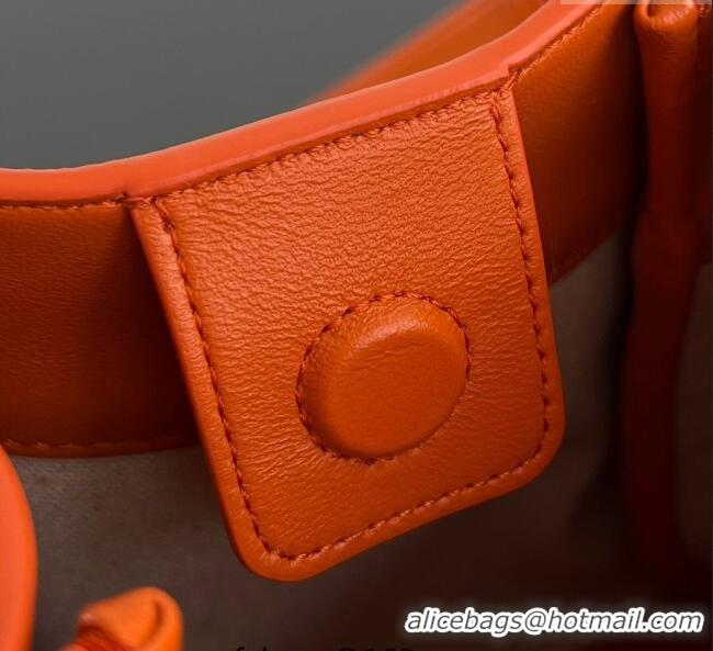 Famous Brand Bottega Veneta Small Parachute Shoulder Bag in Raffia Straw and Leather 827475 Orange 2025