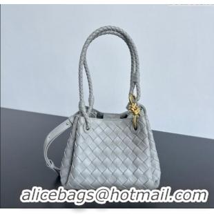 Top Grade Bottega Veneta Small Parachute Shoulder Bag in Intrecciato Leather 796569 Sterling Grey 2025