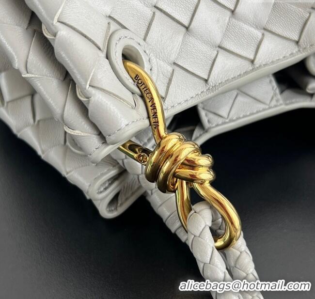 Top Grade Bottega Veneta Small Parachute Shoulder Bag in Intrecciato Leather 796569 Sterling Grey 2025
