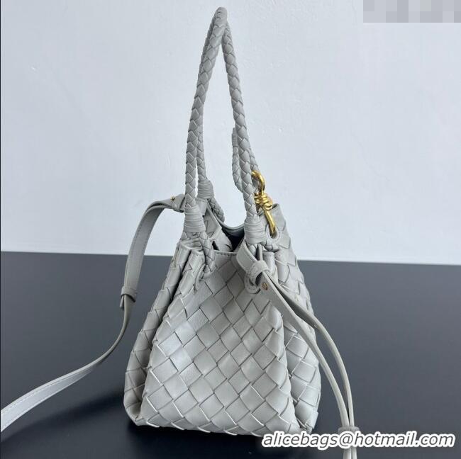 Top Grade Bottega Veneta Small Parachute Shoulder Bag in Intrecciato Leather 796569 Sterling Grey 2025