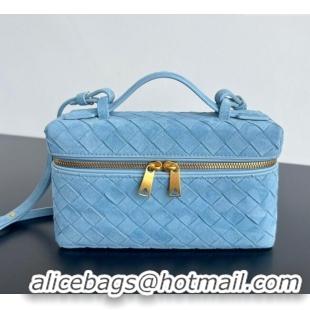 Buy Discount Bottega Veneta Bang Bang Vanity Case in Intrecciato Suede 789109 Light Blue 2025