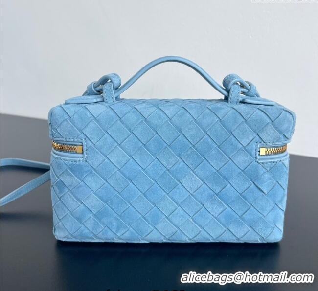 Buy Discount Bottega Veneta Bang Bang Vanity Case in Intrecciato Suede 789109 Light Blue 2025