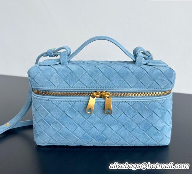 Buy Discount Bottega Veneta Bang Bang Vanity Case in Intrecciato Suede 789109 Light Blue 2025