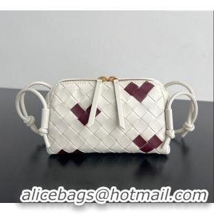 Top Design Bottega Veneta Heart Intrecciato Leather Concert Pouch Mini Bag 794258 White 2025