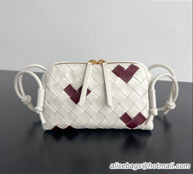 Top Design Bottega Veneta Heart Intrecciato Leather Concert Pouch Mini Bag 794258 White 2025
