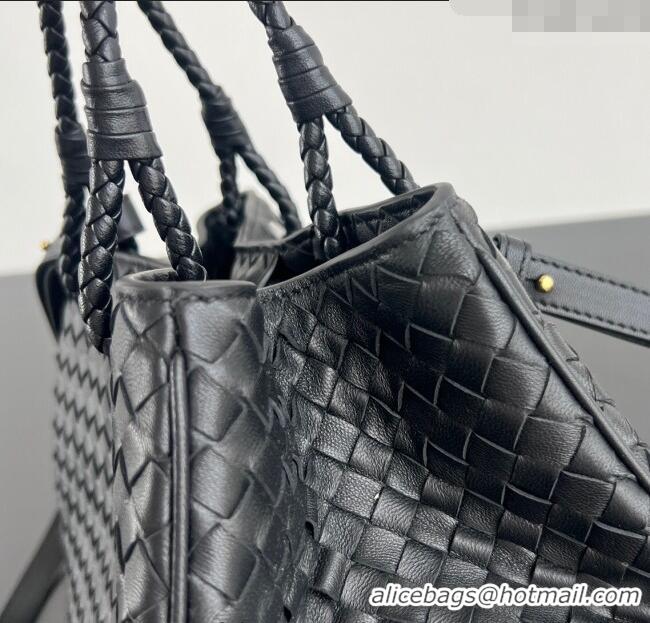 Top Grade Bottega Veneta Basket Bag in Intrecciato Leather 836261 Black 2025