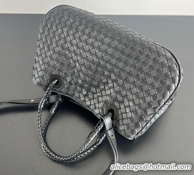 Top Grade Bottega Veneta Basket Bag in Intrecciato Leather 836261 Black 2025