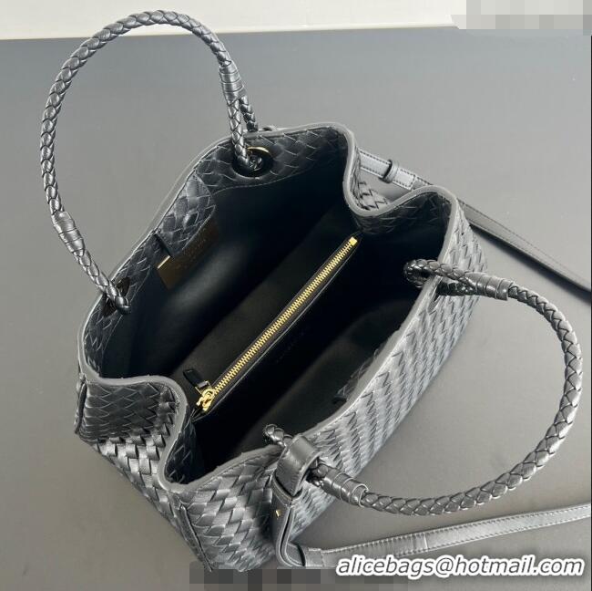 Top Grade Bottega Veneta Basket Bag in Intrecciato Leather 836261 Black 2025