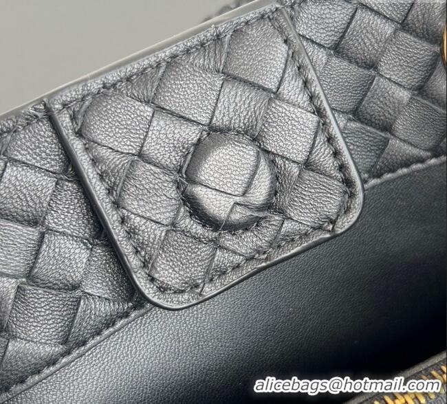 Top Grade Bottega Veneta Basket Bag in Intrecciato Leather 836261 Black 2025
