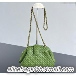 Top Grade Bottega Veneta Small Lauren 1980 Chain Bag in Padded Intrecciato Leather 804038 Matcha Green 2025