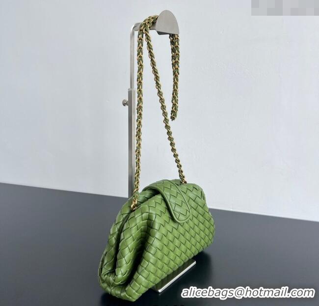 Top Grade Bottega Veneta Small Lauren 1980 Chain Bag in Padded Intrecciato Leather 804038 Matcha Green 2025