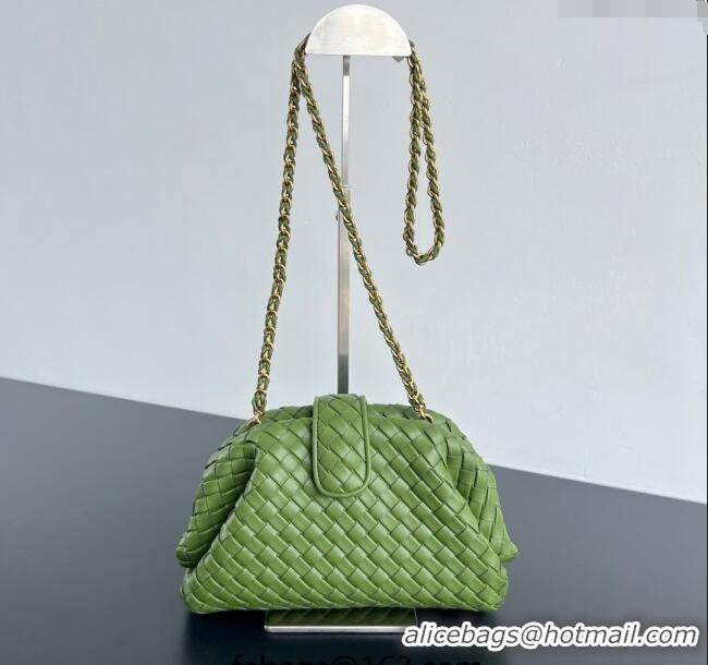 Top Grade Bottega Veneta Small Lauren 1980 Chain Bag in Padded Intrecciato Leather 804038 Matcha Green 2025