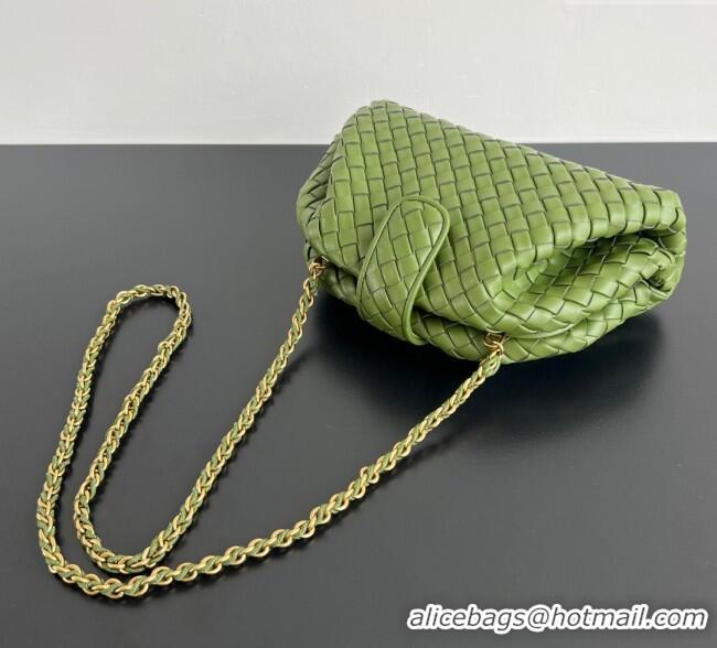 Top Grade Bottega Veneta Small Lauren 1980 Chain Bag in Padded Intrecciato Leather 804038 Matcha Green 2025