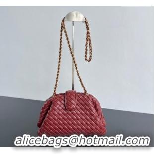 Famous Brand Bottega Veneta Small Lauren 1980 Chain Bag in Padded Intrecciato Leather 804038 Sapele Red 2025
