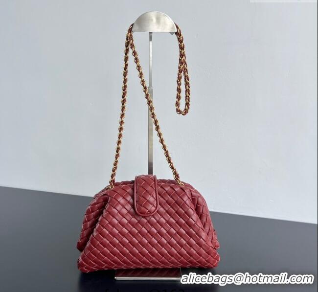 Famous Brand Bottega Veneta Small Lauren 1980 Chain Bag in Padded Intrecciato Leather 804038 Sapele Red 2025