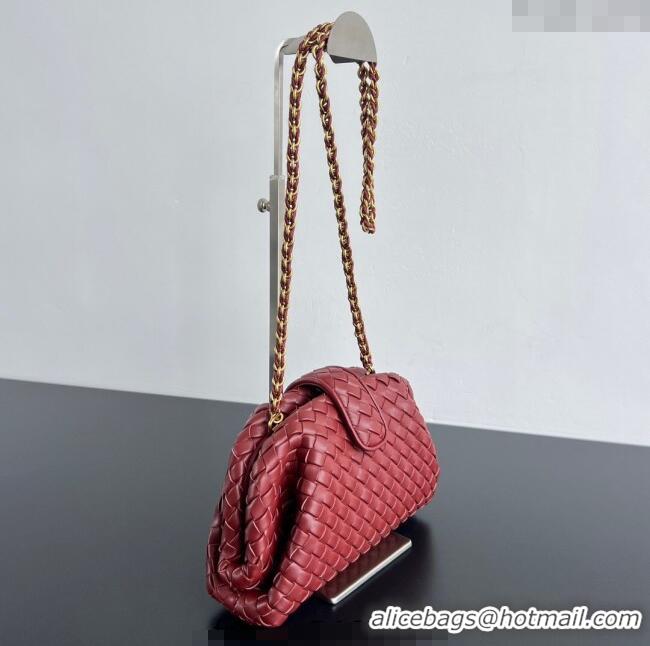 Famous Brand Bottega Veneta Small Lauren 1980 Chain Bag in Padded Intrecciato Leather 804038 Sapele Red 2025