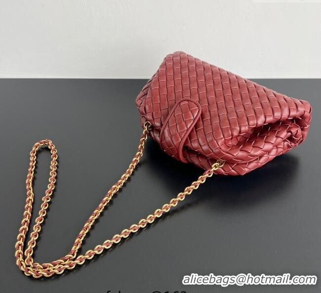 Famous Brand Bottega Veneta Small Lauren 1980 Chain Bag in Padded Intrecciato Leather 804038 Sapele Red 2025