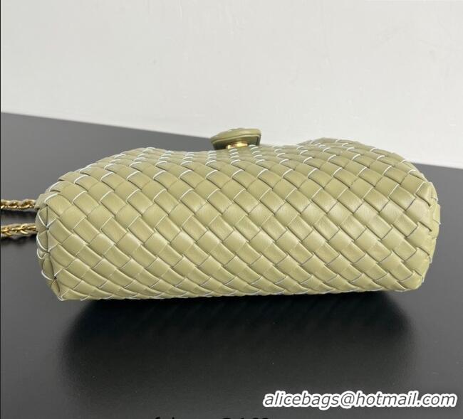 Shop Promotional Bottega Veneta Small Lauren 1980 Chain Bag in Padded Intrecciato Leather 804038 Travertine Green 2025