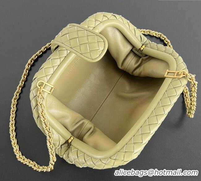 Shop Promotional Bottega Veneta Small Lauren 1980 Chain Bag in Padded Intrecciato Leather 804038 Travertine Green 2025